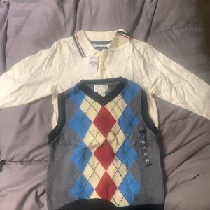 Boys 3T long sleeve shirt and vest